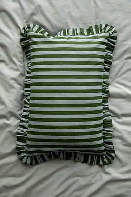 Housse de coussin volantée en coton