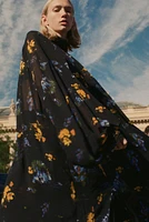 Floral-Patterned Chiffon Dress