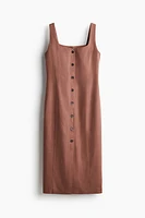 Linen-Blend Midi Dress