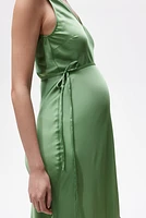 MAMA Tie-belt Satin Dress