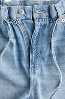 High-Rise Paper-Bag Denim Shorts