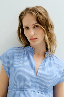 MAMA Tie-belt muslin blouse