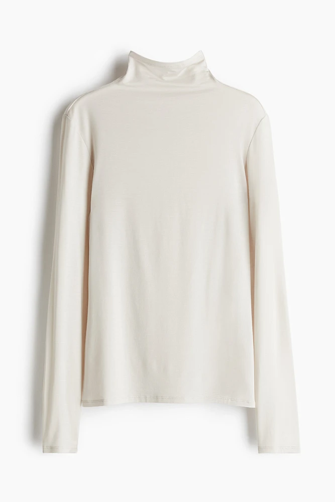 Lyocell Mock Turtleneck Top