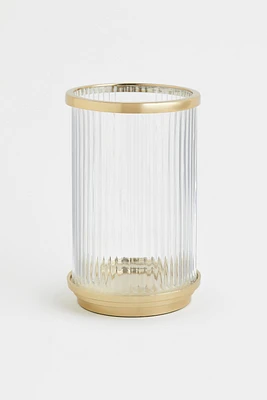 Candle Holder in Clear Fluted Glass