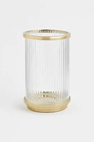 Candle Holder in Clear Fluted Glass