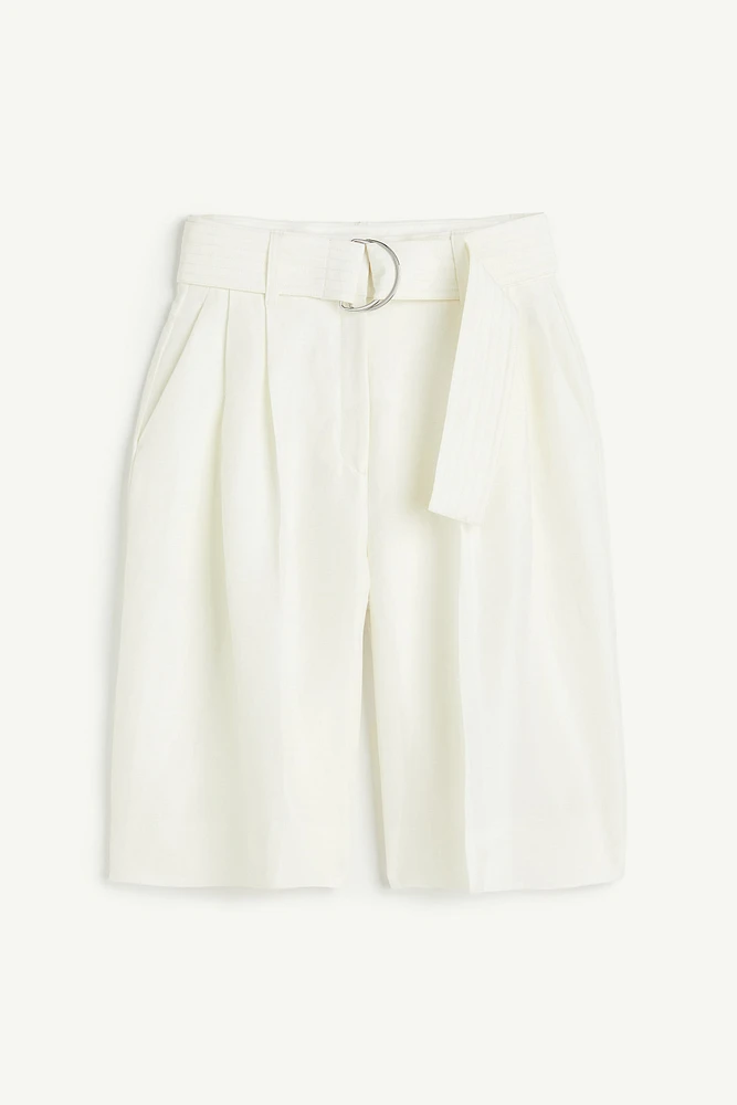 Linen-blend Shorts with Belt