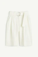 Linen-blend Shorts with Belt