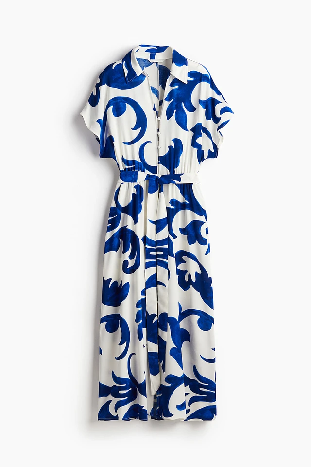 h&m patterned shirt dress Patterned Shirt Dresses