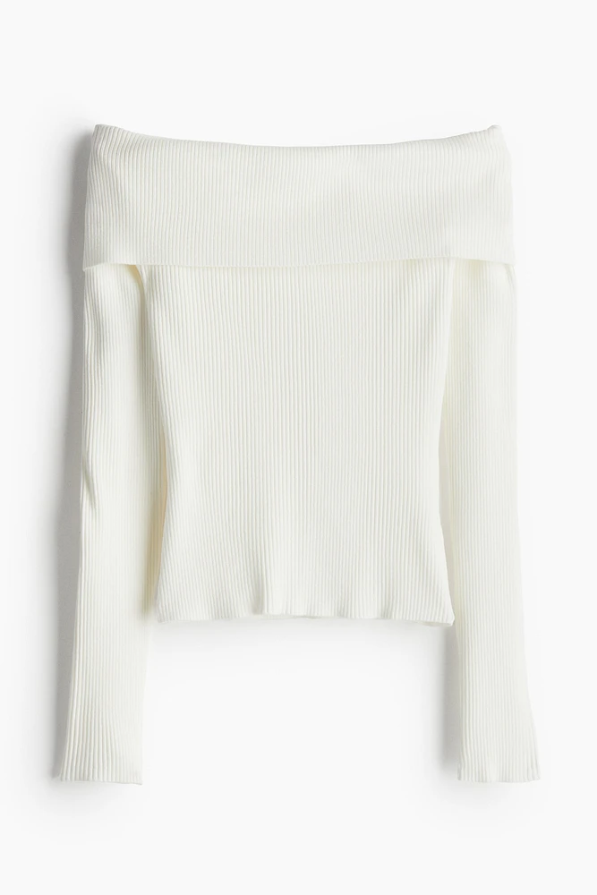 Haut aux épaules dénudées en tricot côtelé