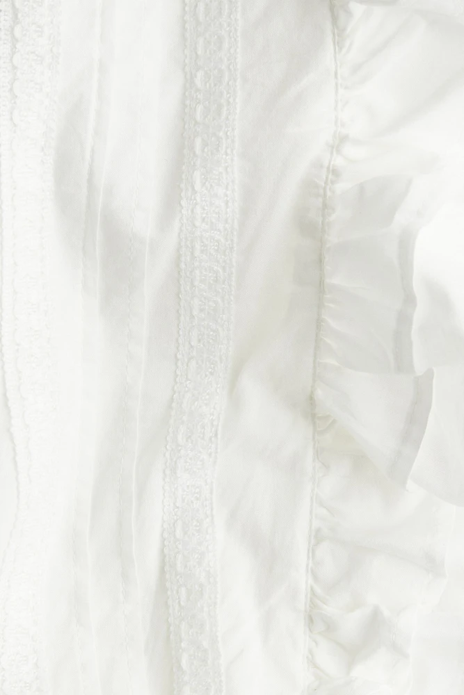 Flounce-Trimmed Cotton Dress