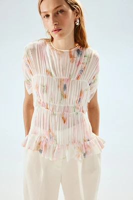 Blouse en viscose froncée