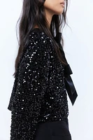 Sequined Bow-Front Jacket