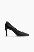 Square-Toe Leather Pumps