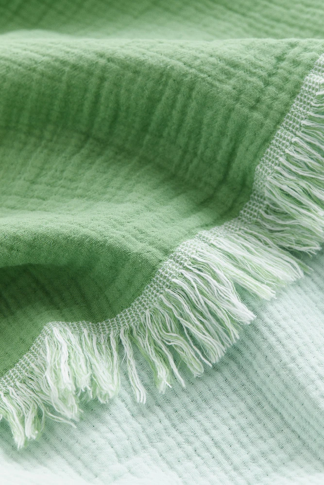 Fringed Cotton Muslin Bedspread