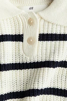 Rib-Knit Polo Sweater