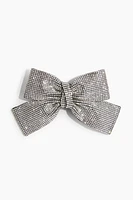 Rhinestone-Embellished Bow Hair Clip