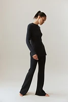 Flared Rib-Knit Pants