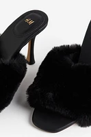 Heeled Fluffy Sandals