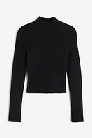 Rib-knit Mock Turtleneck Top