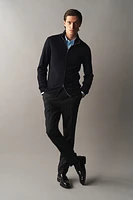 Slim Fit Merino Wool Cardigan with Zipper