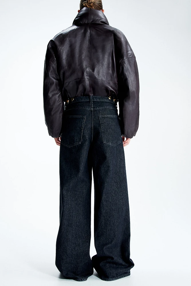 Wide Statement-Button Jeans