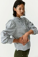 Ruffle-Trimmed Twill Blouse