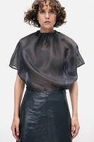 Pleat-Detail Organza Blouse