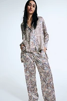 Graphic-Print Silk Pajama Pants