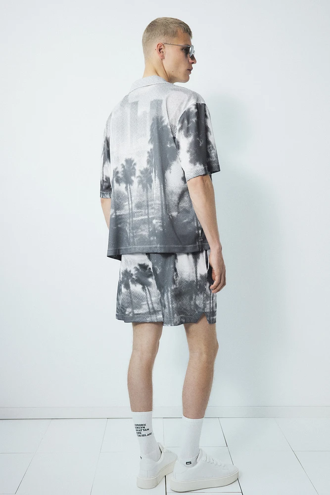 Regular-Fit Printed Mesh Shorts