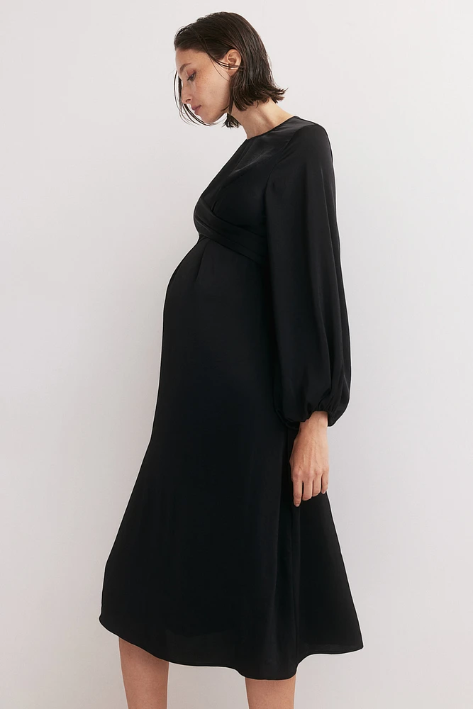 MAMA Balloon-Sleeved Satin Dress