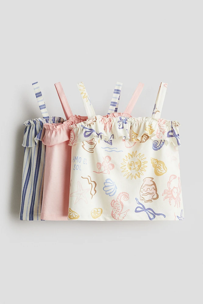 3-Pack Flounce-Trimmed Strappy Tops