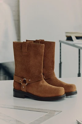 Suede Biker Boots