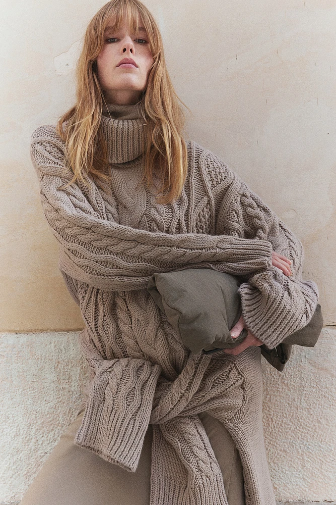 Cable-Knit Turtleneck Sweater