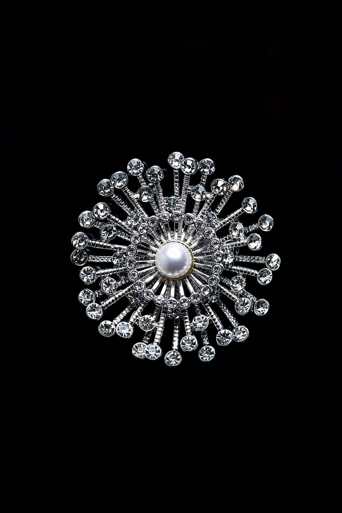 Rhinestone-Embellished Brooch