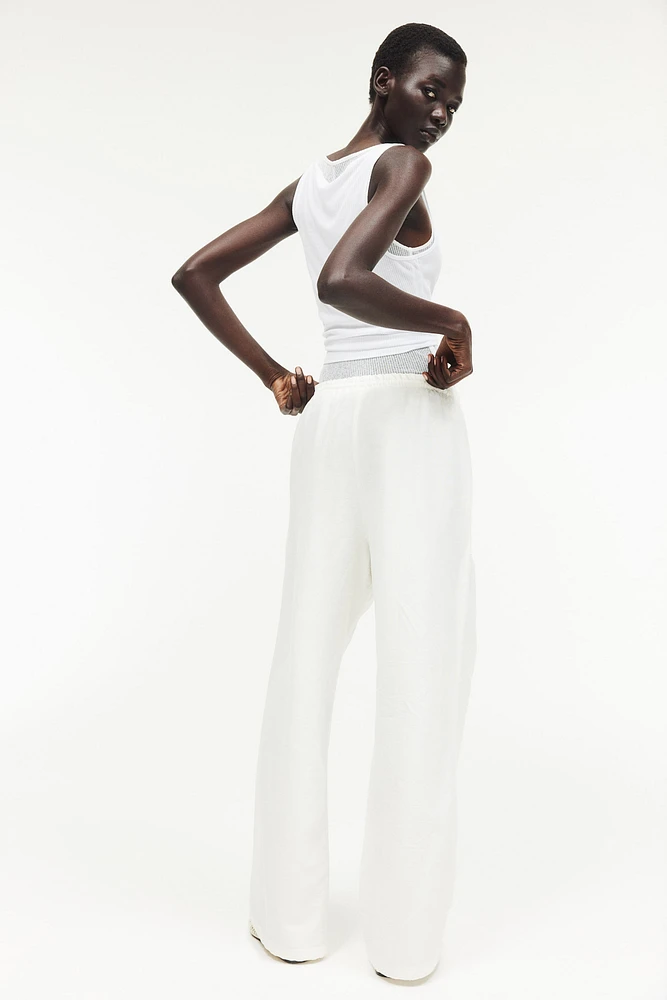 Pantalon en lin mélangé avec taille élastique