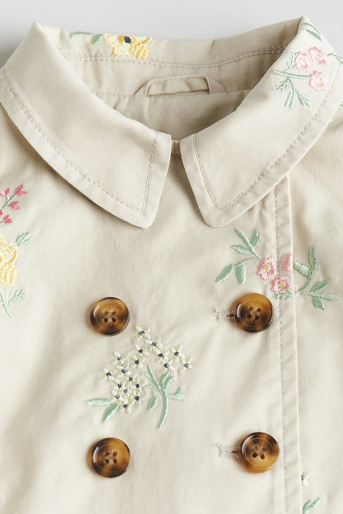 Embroidered Cotton Trench Coat