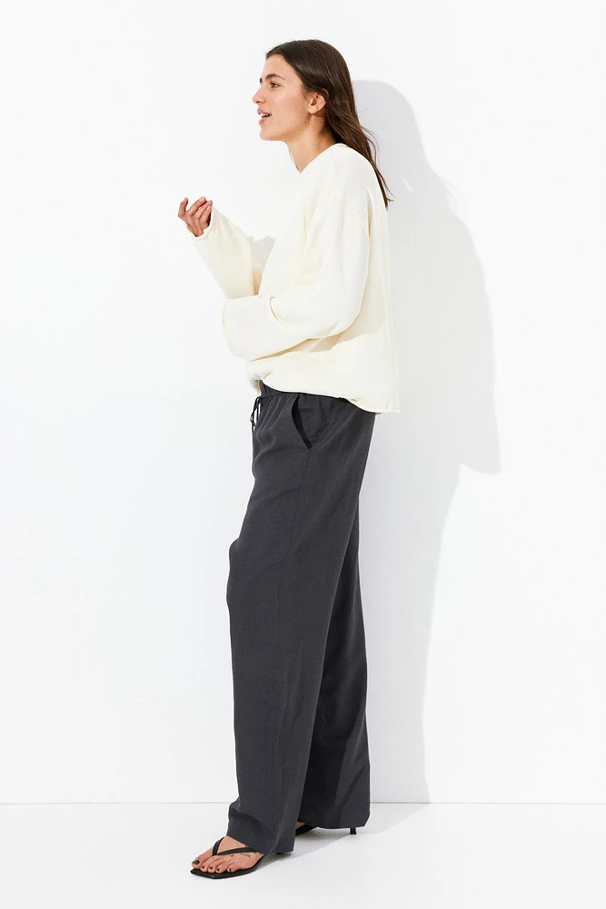 Pantalon en lin mélangé avec cordon de serrage