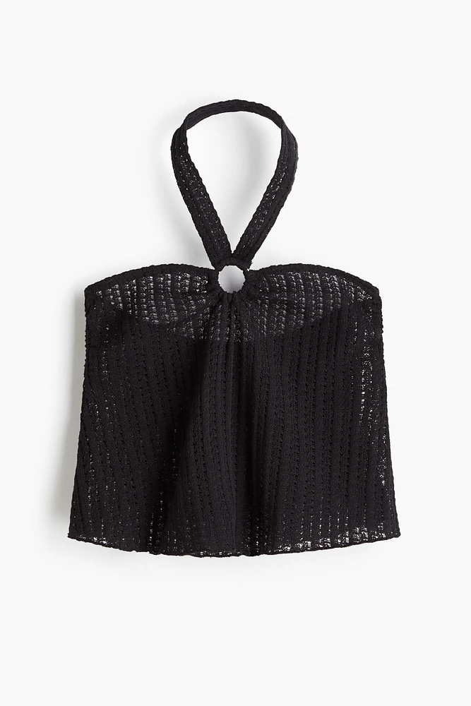 Pointelle Jersey Halterneck Top