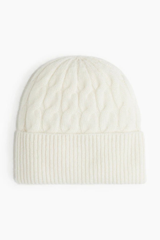 Cashmere-Blend Cable-Knit Beanie