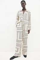 Wide-cut Pull-on Pants