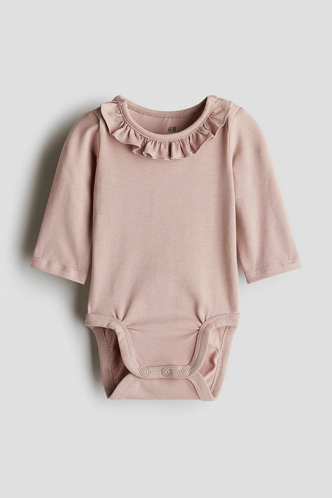 Cotton Bodysuit with Ruffle Collar