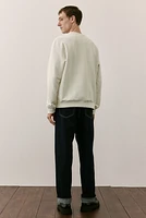 Regular Fit Herringbone-Patterned Sweatshirt