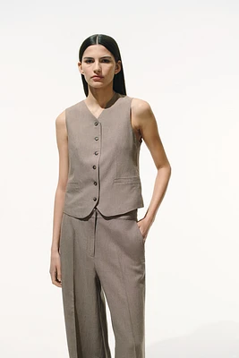 Linen-Blend Suit Vest