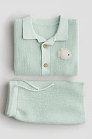 2-piece cotton waffle-knit set