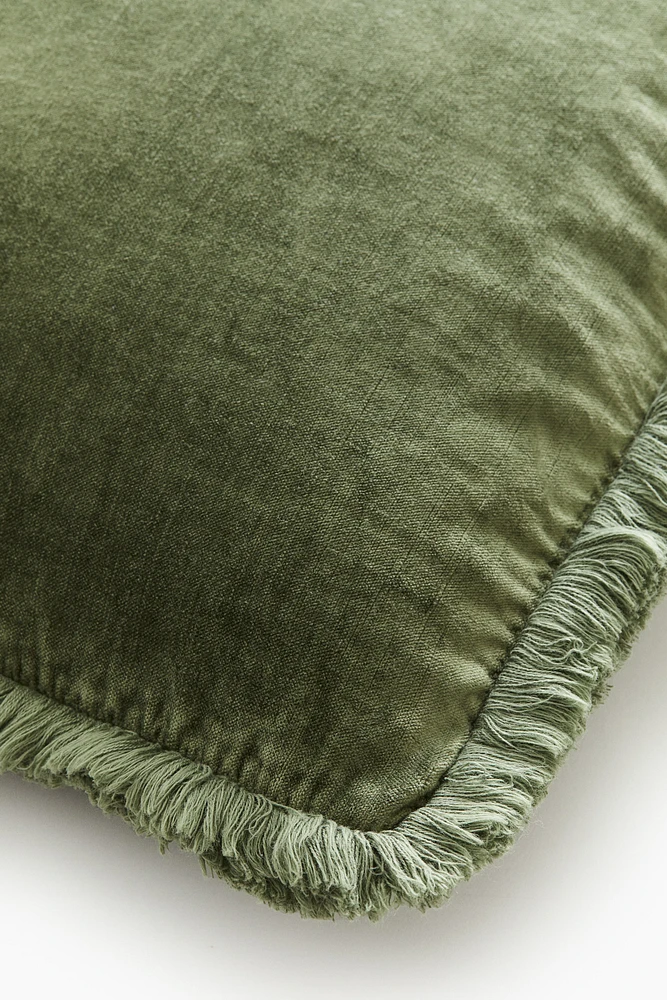 Velvet Cushion Cover with Fringe