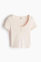 Button-top scoop-neck T-shirt