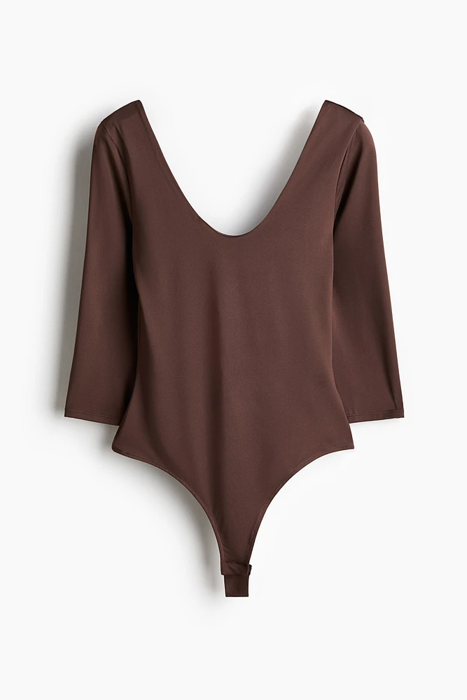 Scoop-Neck Thong Bodysuit