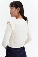 Pleat-Detail Shoulder-Pad Top