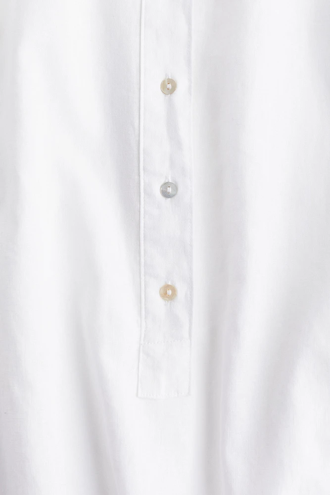 Linen-blend Pullover Shirt