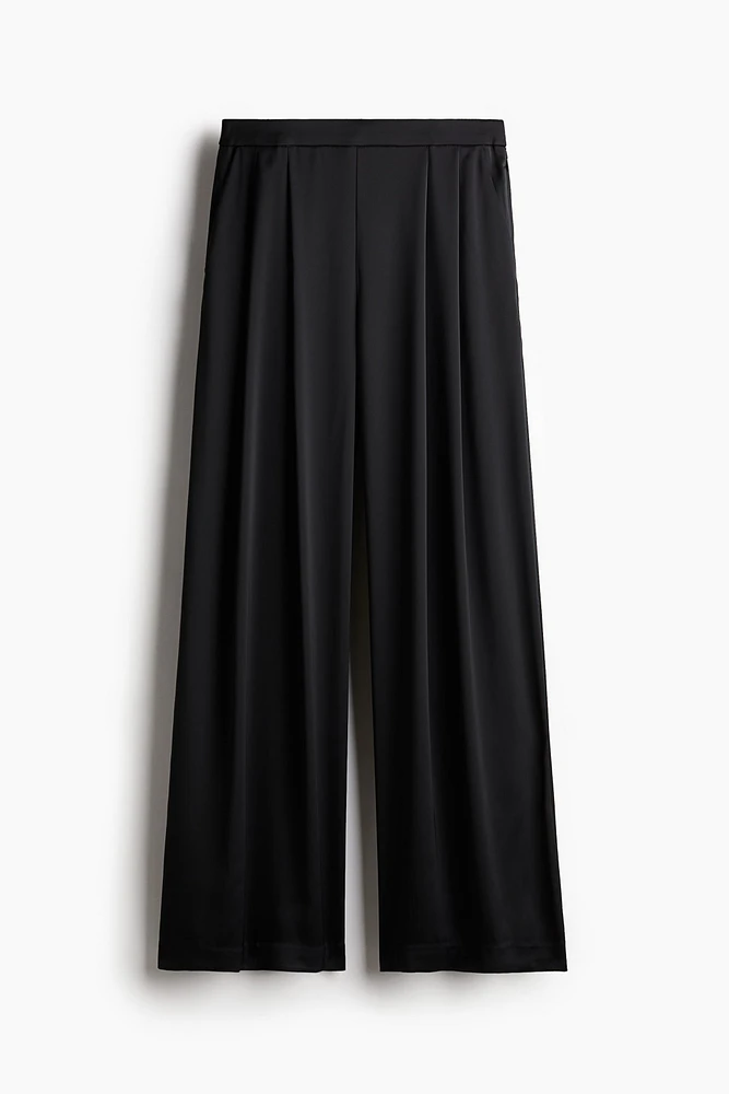 Wide-Leg Satin Pants